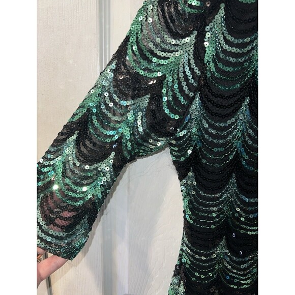 Midnight Doll Dress Womens S Green Silver Sequins Nightclub Swifty Bodycon Party - Picture 2 of 8